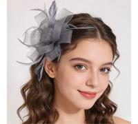 1 pezzo Cappello affascinante da donna, fermaglio per capelli con fiore, rete e piume, copricapo adatto per partecipare a feste del tè, matrimoni in chiesa e Kentucky Derby Tagli UnicaPoliestere