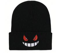 1 pezzo Cappello beanie unisex con motivo Pokemon, cartone animato, moda, elastico, ricamato a maglia, adatto per strada, hip-hop, attività all'aperto per tenersi al caldo, outfit autunnale nero,Viola