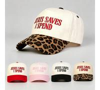1 pezzo Cappello da donna bicolore con ricamo "GESÙ SALVA IO SPENDO" regolabile, cappello da sole con protezione UV, perfetto per uso casual, feste, viaggi e regali per le vacanze, il miglior regalo p