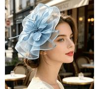 1 pezzo Cappello da donna con piume e rete esagerati, stile Kentucky Derby, mini cappello rotondo, adatto per cocktail festa, matrimoni e altre occasioni, elegante e alla moda, adatto per festival, ra