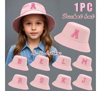 1 pezzo Cappello da pescatore stile Y2K per bambini con stampa 26 lettere, cappello da sole versatile per bambine, adatto per primavera, estate, uso casual, attività all'aperto, scuola, regalo 5-11 an