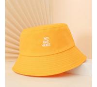 1 pezzo Cappello da pescatore unisex con ricamo "No Bad Vibes" e stampa di lettere, traspirante, versatile per protezione dal sole all'aperto, per uso casual Tagli UnicaLetterePoliestere
