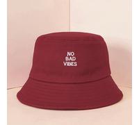 1 pezzo Cappello da pescatore unisex con ricamo "No Bad Vibes", traspirante, con protezione solare, versatile per il tempo libero all'aperto Tagli UnicaLetterePoliestere