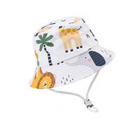 1 pezzo Cappello da sole a secchio per bambini con stampa di cartoni animati a tema zoo, cappello di protezione solare unisex per bambini e bebè, adatto per attività all'aperto, ideale per primavera e