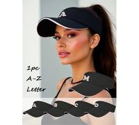 1 pezzo Cappello da sole con lettera personalizzata da A a Z, traspirante, con parte superiore aperta, bordo regolabile, leggero e ventilato, unisex per sport, viaggi, shopping e attività all'aperto, 