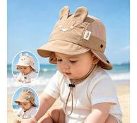 1 pezzo Cappello da sole con orecchie 3D a tema animali cartoni animati per bambini, con cinturino regolabile, cappello a secchio casual, adatto per bambini piccoli, estate, spiaggia, campeggio e atti