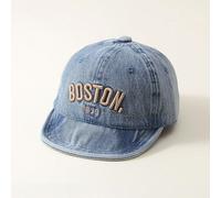 1 Pezzo Cappello Da Sole In Denim Morbido Regolabile Con Ricamo Neutro Di Boston E Alfabeto Per Bambino Da 5-16 Mesi, Adatto A Primavera, Estate, Autunno 3-12MLettereTessuto