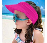 1 Pezzo Cappello Da Sole Per Bambine, Visiera Da Sole A Falda Larga Con Protezione Uv Per L'estate, Cappello Da Mare Elastico Con Stile A Top Vuoto 3-8YBlocchi di colorePoliammide