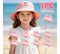 1 pezzo Cappello da sole per bambini con motivo a cuori e lettere, stile casual con cordino regolabile antivento, adatto per uso quotidiano all'aperto, spiaggia e protezione dal sole 1-2Y,3-12M,3-8YPo