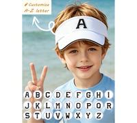 1 pezzo Cappello da sole personalizzato con lettera A-Z bianco puro per adolescenti 8-16 anni, cinturino regolabile, traspirante con parte superiore aperta, adatto per ragazzi e ragazze per uso quotid