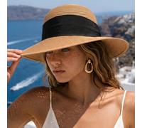 1 pezzo Cappello da spiaggia alla moda per donne, colore khaki, forma a cpola con decorazione a fiocco, stile bohemien versatile e adatto per proteggersi dal sole all"aperto Tagli UnicaColore unicoPag