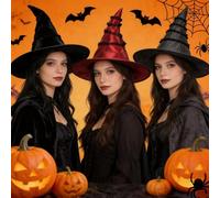 1 pezzo Cappello da strega di Ognissanti, Cappello da mago in velluto plissettato, Accessorio per cosplay da festa, Cappello da strega, Ritorno a scuola, Primo giorno di scuola Viola,nero,Cappuccio co