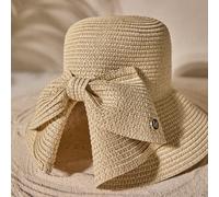 1 pezzo Cappello di paglia da donna con fiocco e tesa larga per uscite in spiaggia in primavera/estate, nuovo cappello alla moda da esterno per la protezione dal sole, vibes da vacanza, relax in spiag