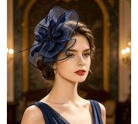 1 pezzo Cappello Fascinator da donna in rete con piume esagerate di colore unito, stile Derby Kentucky, cappello rotondo piccolo, adatto per cocktail festa, matrimoni e altre occasioni, mini cappello,