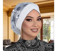 1 pezzo Cappello foulard da donna multicolore con paillettes e patchwork, copertura completa della testa, adatto per uso quotidiano, matrimoni e feste BaroccoPoliestere