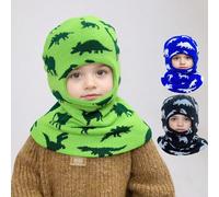 1 pezzo Cappello lavorato a maglia con disegno di dinosauro e sciarpa per bimbi, balaclava in maglia per neonati, berretto caldo con paraorecchie 1-3Y,3-8YAcrilica