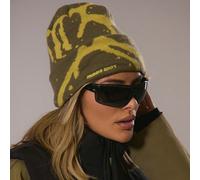 1 pezzo Cappello lavorato a maglia spesso, alla moda per autunno/inverno, resistente al vento, con motivo a pois jacquard e ricamo di lettere, adatto per le donne Dacron e Spandex