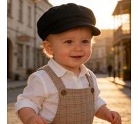 1 pezzo Cappello piatto stile retrò da ragazzo da fornaio, visiera, berretto da notiziario, cappello invernale per bambini, colore nero, decorazione per festa di nascità, cappello per neonati e bambin