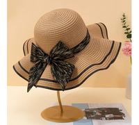 1 pezzo Cappello spiaggia da donna bianco con onde e fiocco, elegante cappello protettivo dal sole per viaggi e vacanze Tagli UnicaGraficoCarta tessile