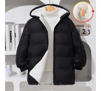1 pezzo Cappotto imbottito lungo con cappuccio per ragazzi, spesso e imbottito, caldo per il tempo nevoso, adatto per autunno/inverno 8Y,9Y,10Y,11Y,12YColore unicoPoliammide