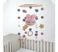 1 pezzo Carillon da appendere per la cameretta dei bambini, a forma di testa di coniglio, pentagramma, cerchio di bambù oscillante, campanellino per culla, decorazione per la stanza di neonati e bambi
