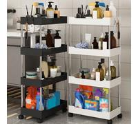 1 pezzo Carrello di stoccaggio nero piccolo, dal pavimento al soffitto, a più piani, per bagno, spazio stretto, soggiorno, cucina, scaffale di stoccaggio a più livelli, carrello di stoccaggio per casa