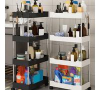 1 pezzo Carrello di stoccaggio nero piccolo, dal pavimento al soffitto, a più piani, per bagno, spazio stretto, soggiorno, cucina, scaffale di stoccaggio a più livelli, carrello di stoccaggio per casa