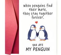 1 pezzo Carta di auguri romantica con pinguino innamorato - "Tu sei il mio pinguino" - Ideale per anniversario, San Valentino, fidanzamento, matrimonio, compleanno - Regalo perfetto per coppie busta k