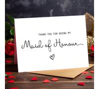 1 pezzo, Carta di matrimonio sincera, Carta di ringraziamento (con busta), Carta di alta qualità, "GRAZIE PER ESSERE STATA LA MIA DAMIGELLA D'ONORE" per il sito del matrimonio e la fine del matrimonio
