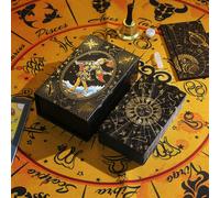 1 pezzo Carte dei Tarocchi in Oro Foglia - Disegno del Sole Nero e Oro, con Manuale di Istruzioni in Inglese, Carte dei Tarocchi in PVC Impermeabile, Carte per la Divinazione, Carte da Gioco da Tavolo