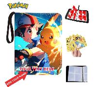 1 pezzo Carte personalizzate Pokémon con varie opzioni, personalizzabili con il tuo testo e il tuo nome, supporto incluso, con personaggi come Pikachu, piccolo drago di fuoco, Jenny, Mewtwo, Eevee ecc