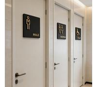 1 pezzo Cartello decorativo in acrilico unisex per bagno, adatto per bagni e servizi igienici, con retro adesivo, applicabile per hotel, appartamenti, centri commerciali, stazioni e altri luoghi pubbl