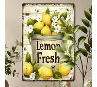 1 pezzo Cartello in metallo vintage "Fresh Lemon", 30x20 cm, opera d'arte murale in ferro, stile fattoria, targa adatta per casa, stanza, ristorante, caffè, sala da uomo, bar, decorazione cucina di fa