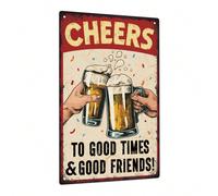 1 pezzo Cartello vintage in metallo, Evviva i bei momenti e i buoni amici, Decorazione da parete per la casa, fattoria, nightclub, bar, pub, 7,8 x 11,8 pollici, regalo Tagli Unica,4 capi d'accusaFerro