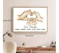 1 pezzo cartellone con nome di famiglia, opera d'arte personalizzata con mani dei membri della famiglia su tela per decorazione domestica, stampe su tela per soggiorno, camera da letto, cucina, senza 