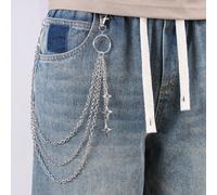 1 pezzo Catena con pendente a pentagramma versatile, catena da vita per jeans hip-hop, accessorio di moda per uomo Modello a cinque stelle,Ciondolo a stella scavata a doppio anello,Stella ad anello si