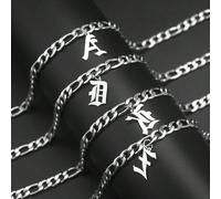 1 pezzo Catena da caviglia in acciaio inossidabile con design a 26 lettere in stile inglese antico, creativa e di tendenza, per uomo V,W,T,U,Z,X,Y,B,C,A,N,O,L,M,R,S,P,Q,F,G,D,E,J,K,H,IAcciaio inossida