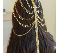 1 pezzo Catena per capelli multistrato placcata in oro con nappe, stile mediorientale e arabo, accessorio per capelli da sposa di lusso, regalo per donne turche e curde, accessorio per capelli da spos