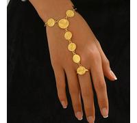 1 pezzo Catena per dita decorata con moneta vintage placcata in oro lucido, accessorio di moda per abiti da matrimonio e da festa Tagli UnicaRame