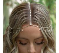 1 pezzo Catena per la fronte con strass da sposa, accessorio per capelli multistrato scintillante, accessorio di lusso per matrimoni di moda europea e americana, regalo per damigelle, copricapo, festi