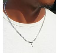 1 pezzo Catenina con ciondolo iniziale in acciaio inossidabile classico e caldo per uomo L,M,S,H,A,T,O,X,B,C,D,E,F,G,I,J,K,N,P,Q,R,U,V,W,Y,ZAcciaio inossidabile