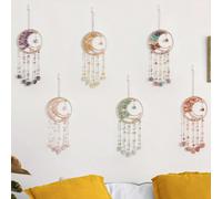 1 Pezzo Cattura sogni a forma di luna e sole con cristalli, cattura sogni con 7 chakra, decorazione da parete, da camera o da giardino C,A,B,D,E,FCristallo artificiale