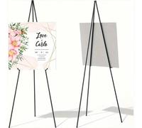 1 pezzo Cavalletto da terra con supporto per logo, nero, treppiede, segno da matrimonio e lavagna benvenuto, grande cavalletto da terra regolabile in metallo con base nera, regalo per le vacanze, per