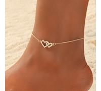 1 pezzo Cavigliera a forma di cuore placcata in oro 18K con zirconi cubici, alla moda ed elegante, adatta per le ragazze da indossare in spiaggia, feste, vacanze e occasioni quotidiane, ottimo anche c