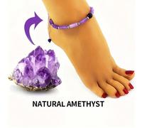 1 pezzo Cavigliera boema in ametista naturale con perline spaziatore in acciaio inossidabile resistente all'acqua, bracciale depurativo per il corpo e dimagrante, pietra per l energia, cavigliera da d