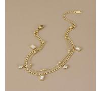 1 pezzo Cavigliera in acciaio inossidabile con strass e zirconi (il numero di perline può avere una leggera variazione, il numero di perline è soggetto alla misura) Tagli UnicaAcciaio inossidabile