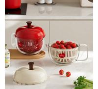 1 pezzo Centrifuga per insalata a forma di mela, Disidratatore manuale per verdure, Doppio strato rimovibile con coperchio e manico, Materiale in plastica, Stile gadget da cucina moderno, Design a for