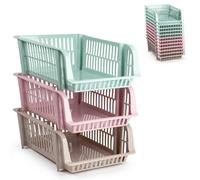 1 Pezzo Cesta Multiuso Portaoggetti Impilabile 43 x 32 x 16,5 cm 3 Colori
