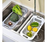 1 Pezzo Cestello Scolapiatti Regolabile Ed Espandibile Per Verdure Da Cucina, Cestello Rettangolare In Plastica, Cestello Per Scarico Lavandino Per Cucina Tagli UnicaPolipropilene