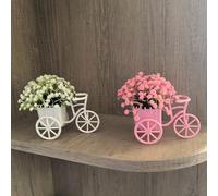 1 pezzo Cestino da bicicletta in miniatura in plastica per decorazione da tavolo, bonsai artificiale in vaso, pianta finta per decorazione di stanza, regalo per Capodanno, Ringraziamento, Natale, San